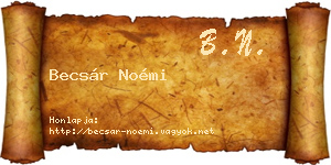 Becsár Noémi névjegykártya